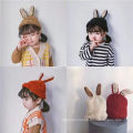 Korean Children's Hats Handmade Rabbit Ears Woolen Knitted  Autumn And Winter Baby Hats